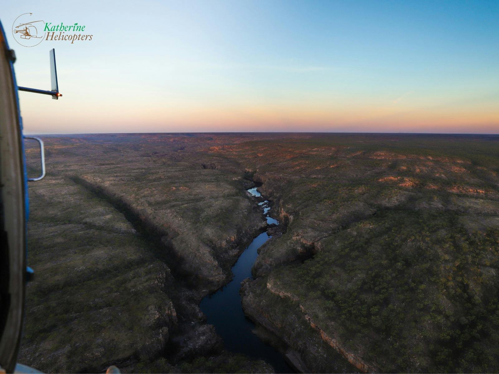 Aerial view of the katherine gorge nitmiluk at sunset nt