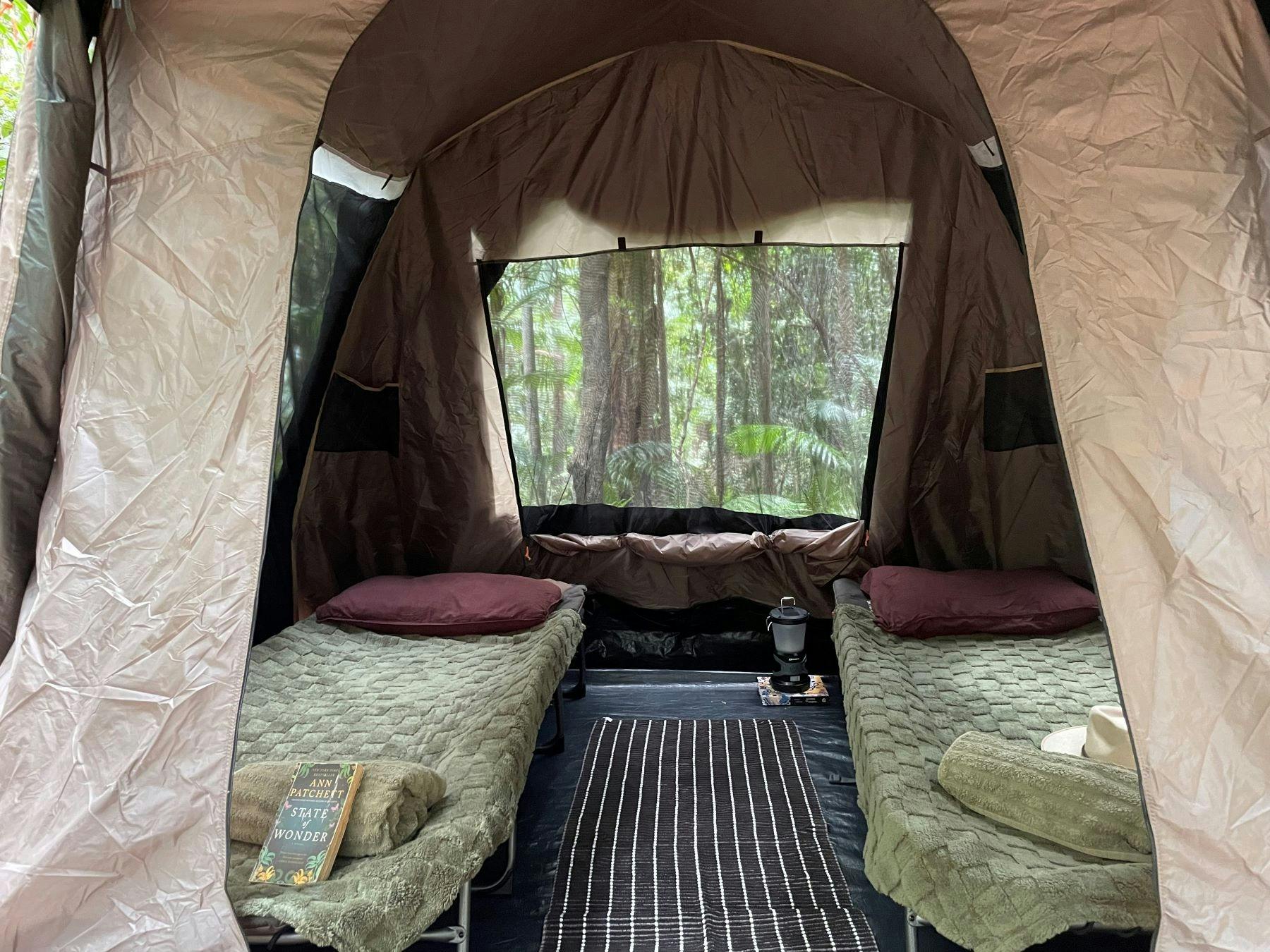 Inside the tent