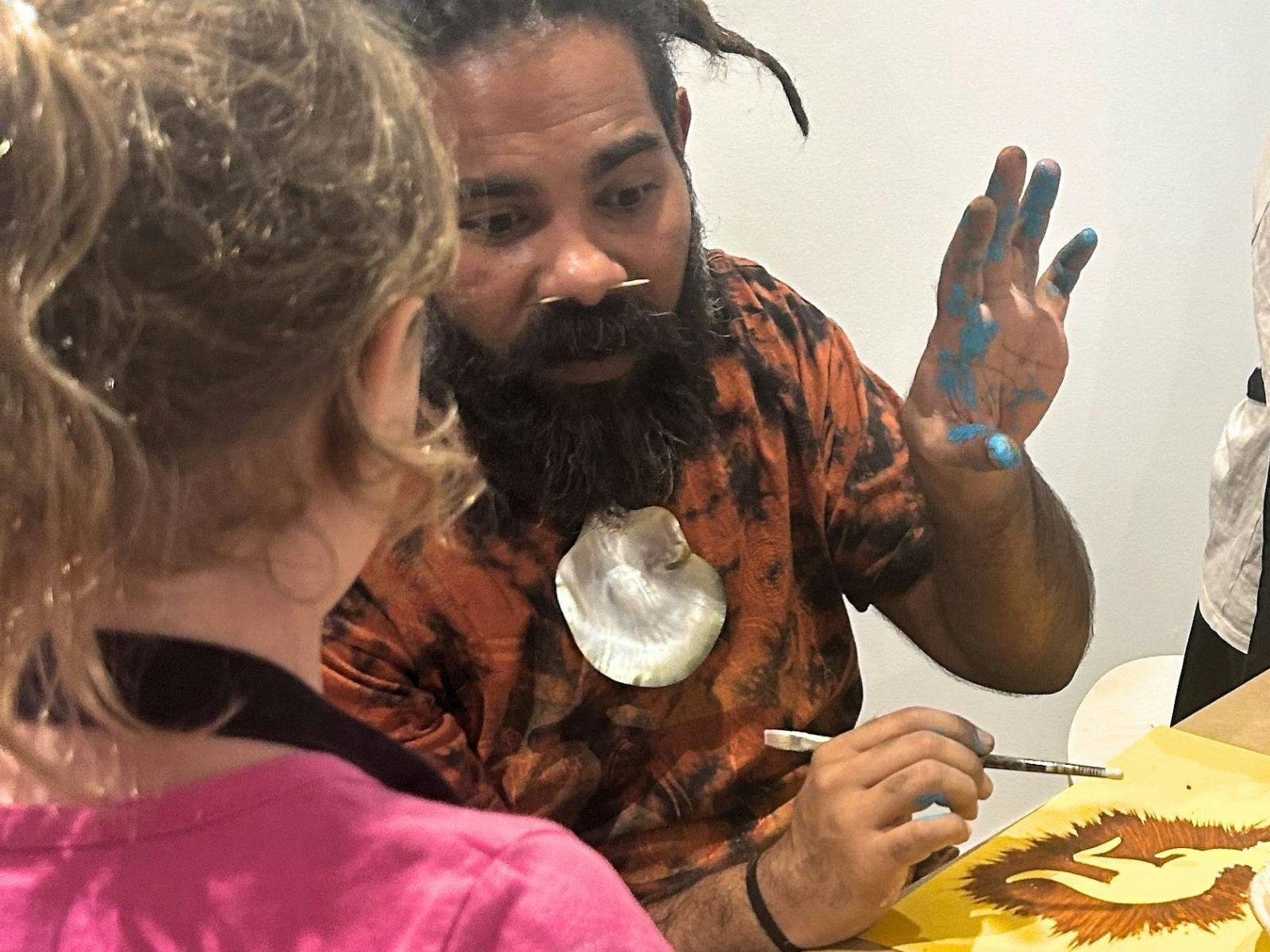 Redland Art Gallery: Stories in Ochre workshop with Dean Bingkin Tyson