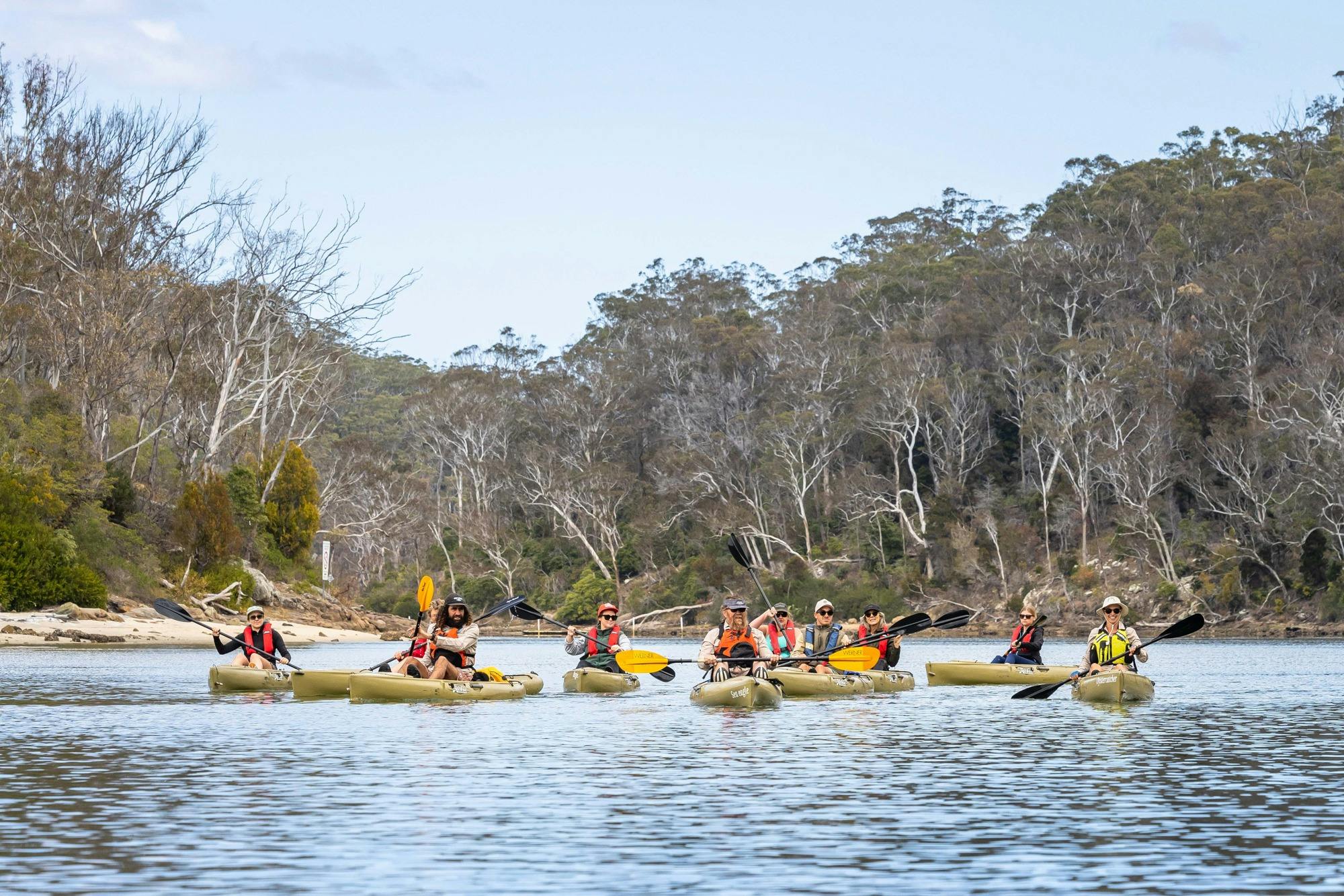 Guests kayaking the Pambula River