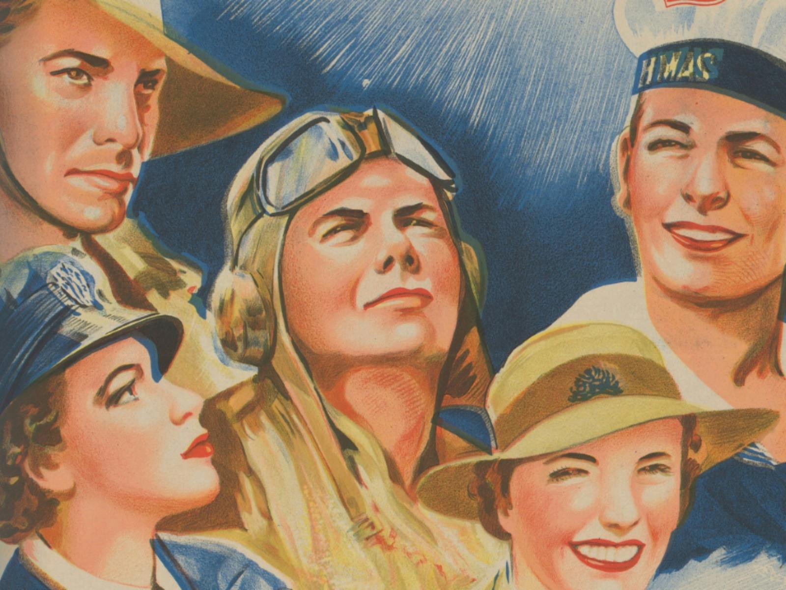 Illustration of Australians in uniform