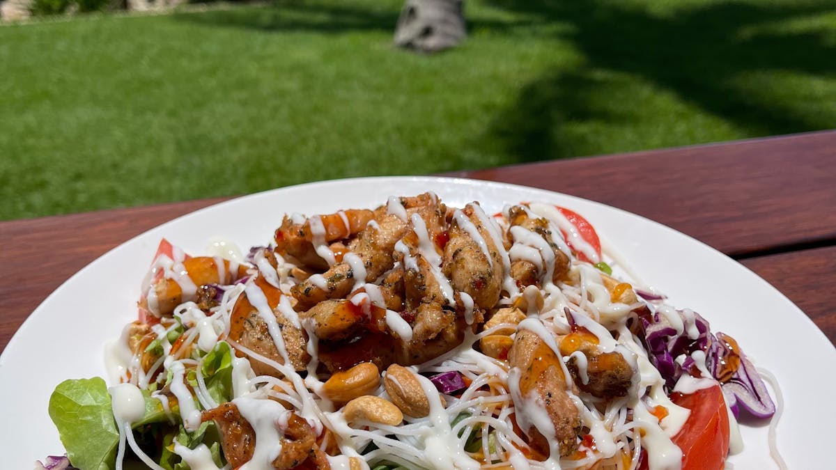 Chicken Cashew Salad (lunch special) overlooking the beach views