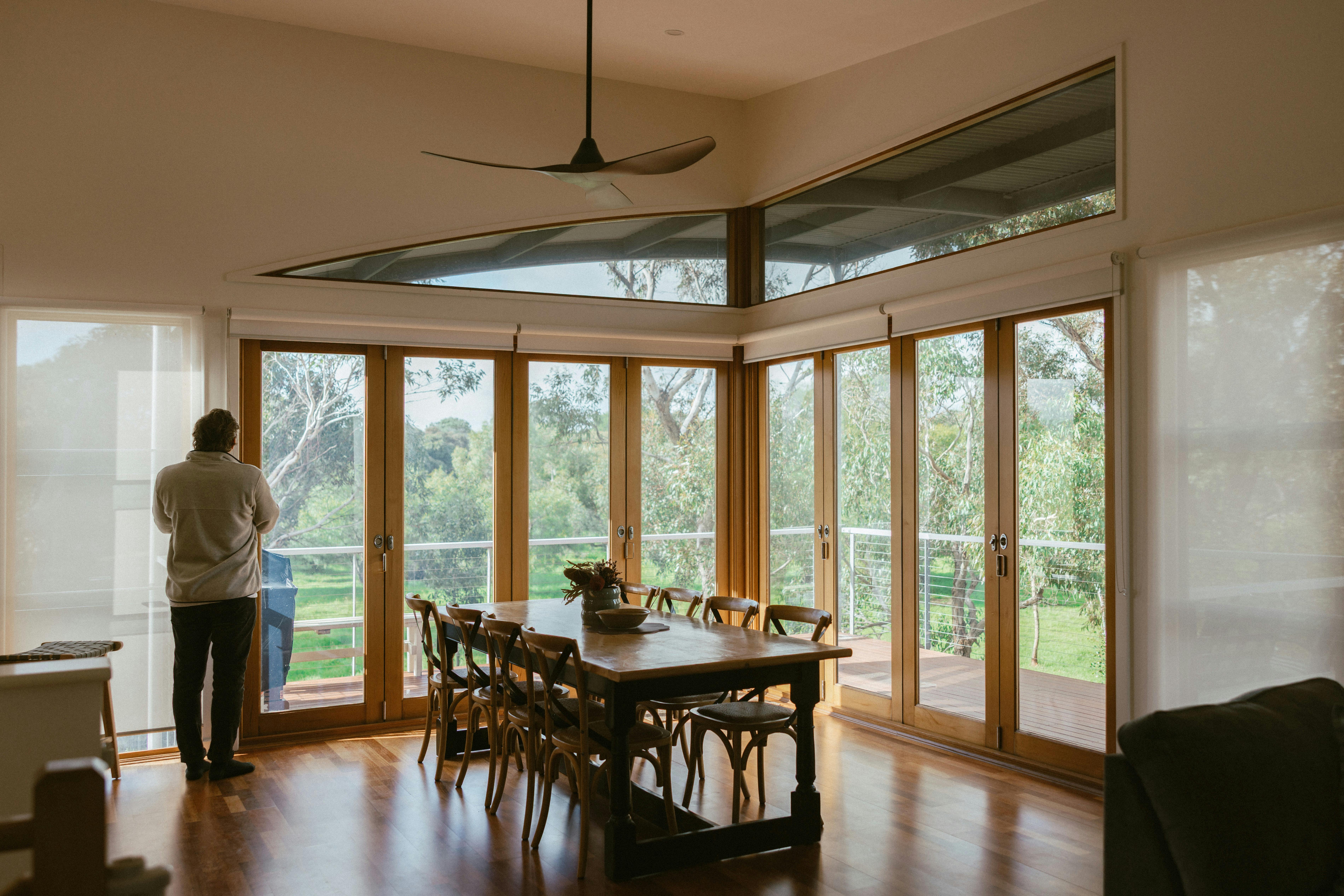 Come back Dining room for two with glass doors opening onto the deck at Villa 1 by The Shoresto this