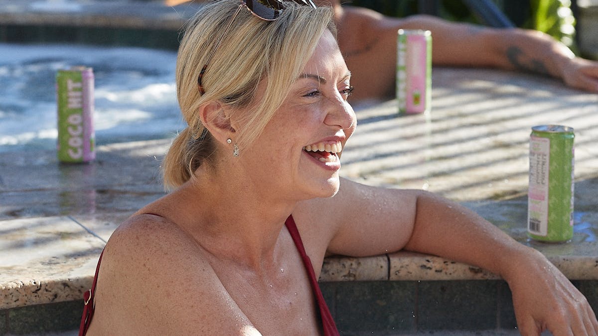 Woman in hot spa