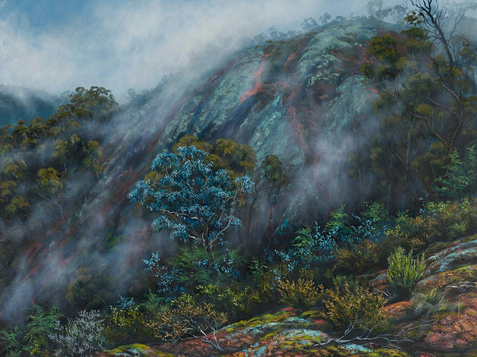 Jane Tonks ‘The Walls retreat beneath a veil of cool mist’ (detail), 2025