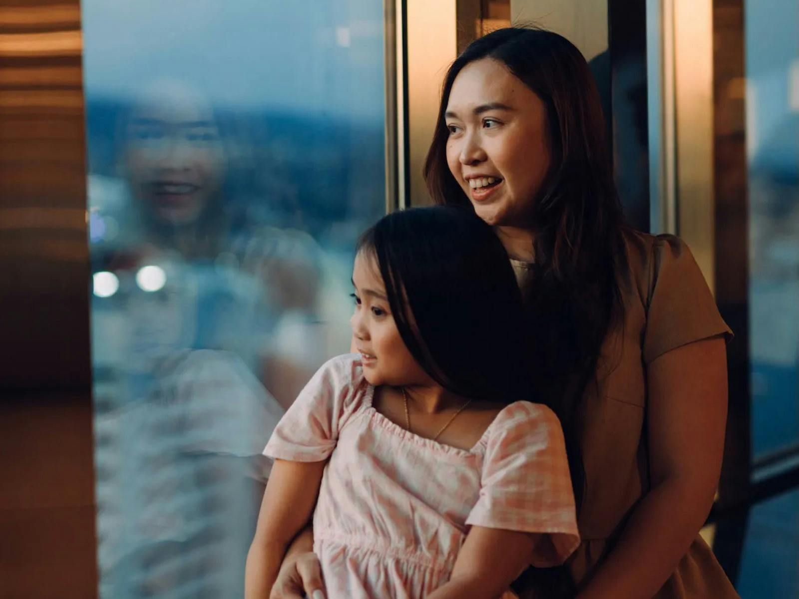 Mum and daughter enjoying the view at Sydney Tower Eye