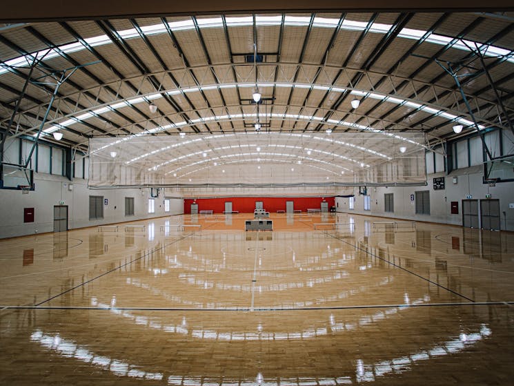 Photo of the inside basketball court at the Tamworth Sports Dome