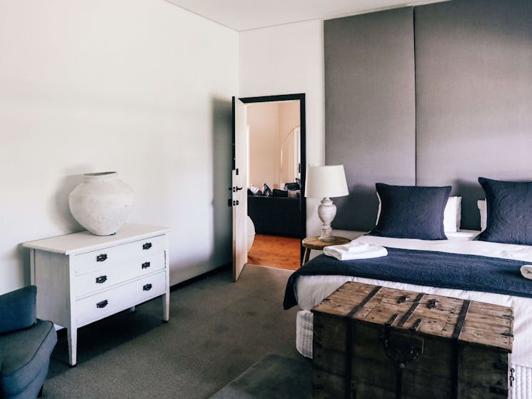 Main bedroom at Blue Wren Farm, Mudgee's premium accommodation  and farmstay provider