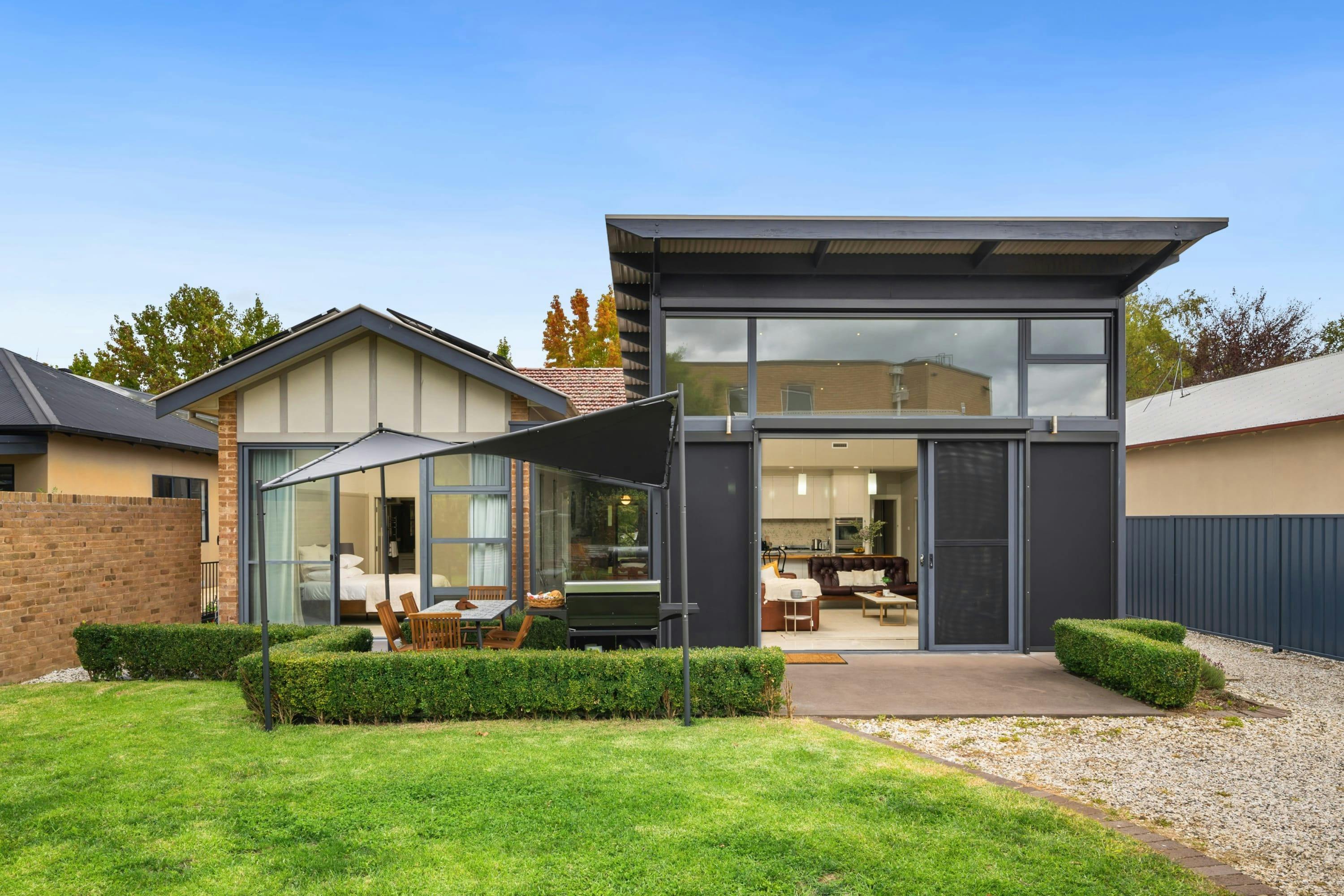 Backyard with outdoor dining