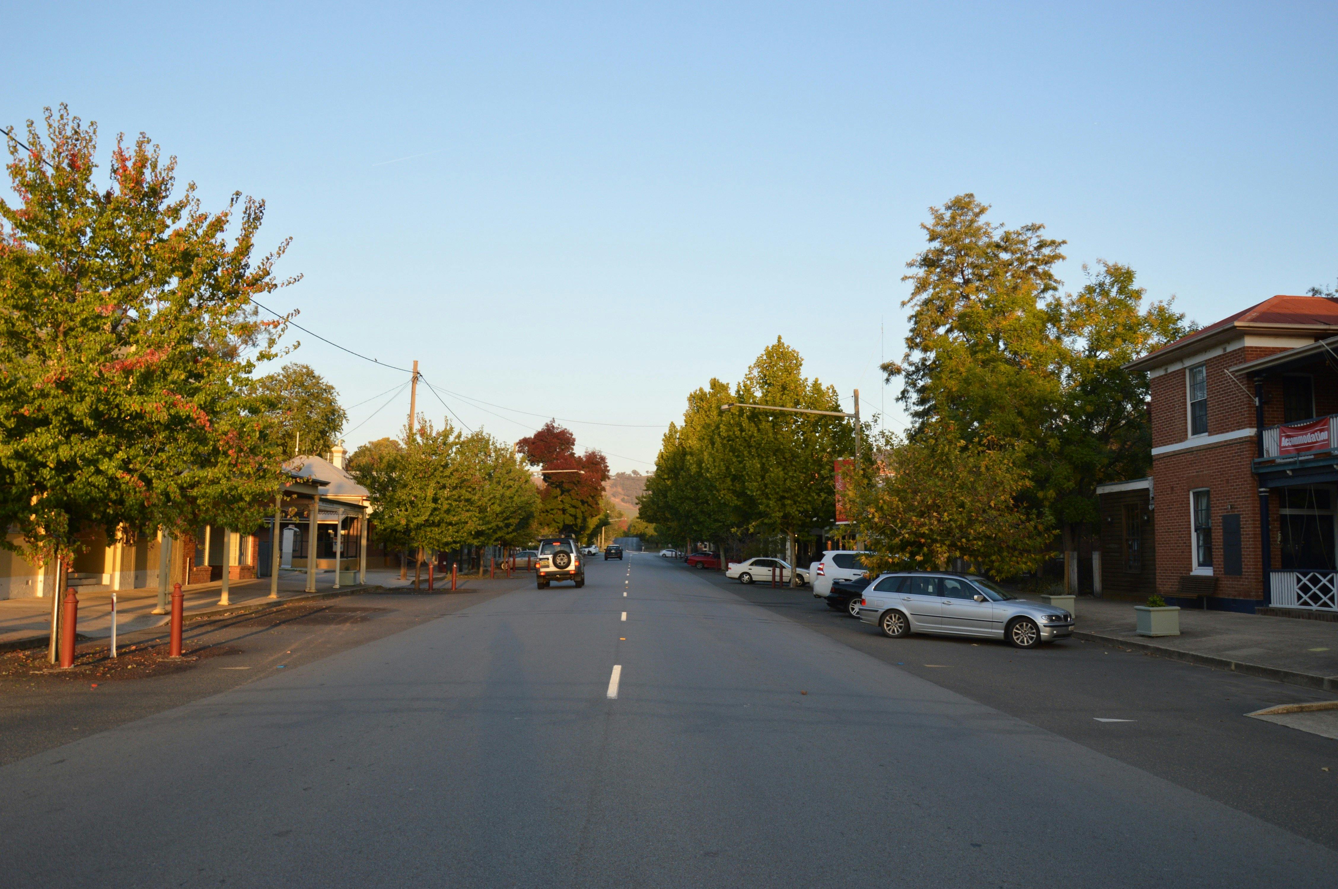 Adelong's main street in late afternoon