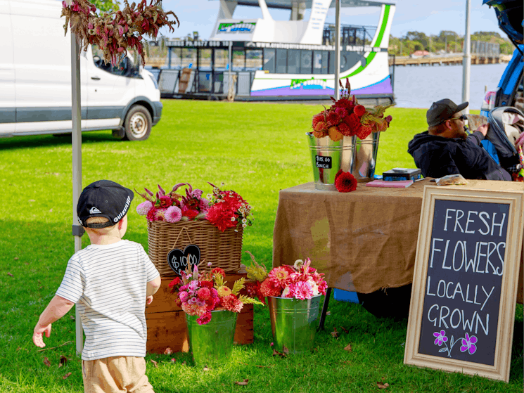 Fresh flowers and fresh produce