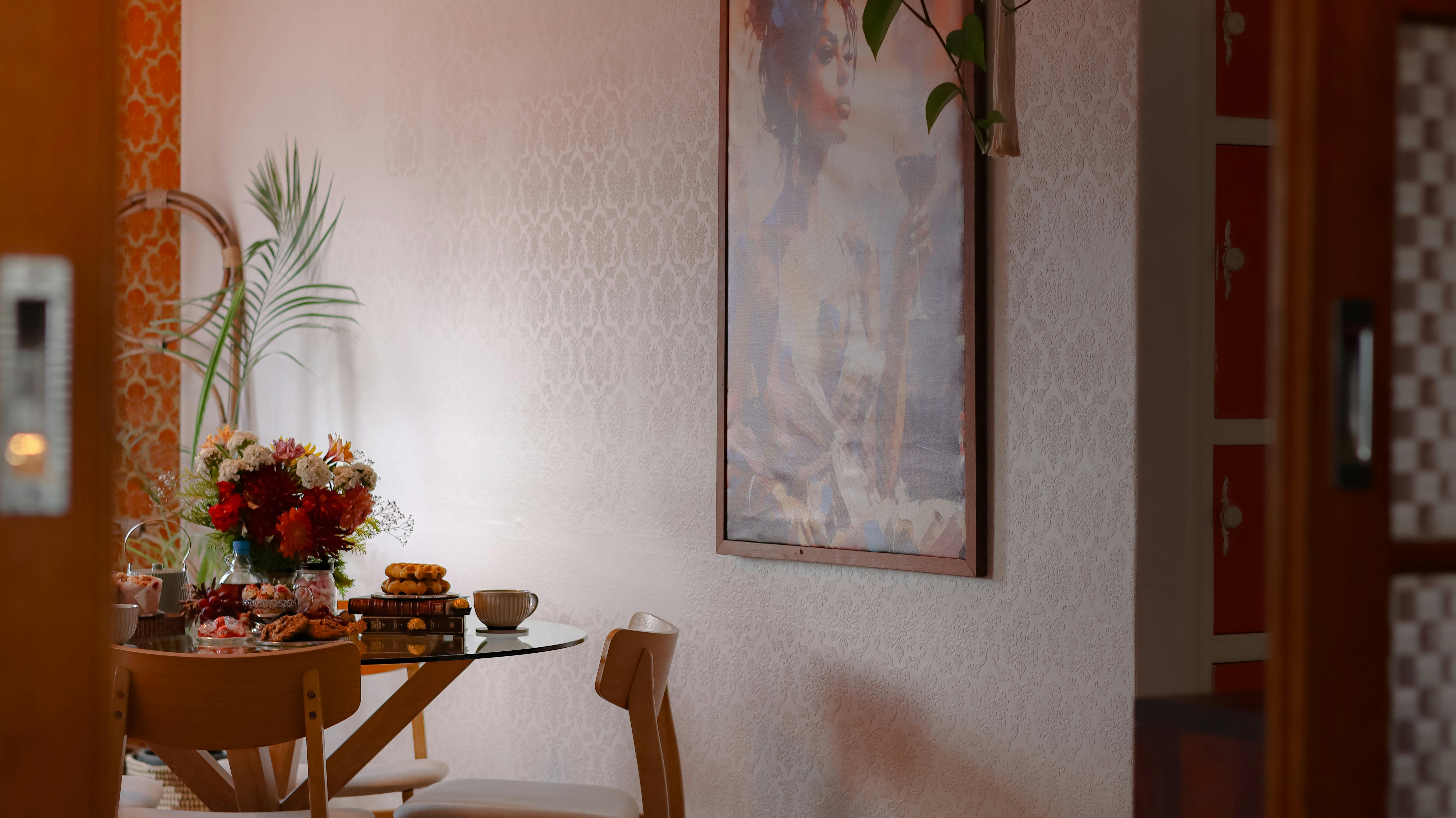 Dinning table fits 4 people, Wall art.