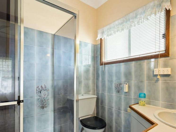 Ensuite bathroom with shower and toilet