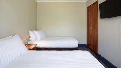 Hotel room with twin beds