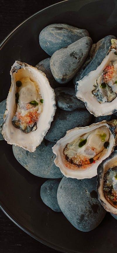 Appellation oysters, lemon myrtle vinegar, finger lime