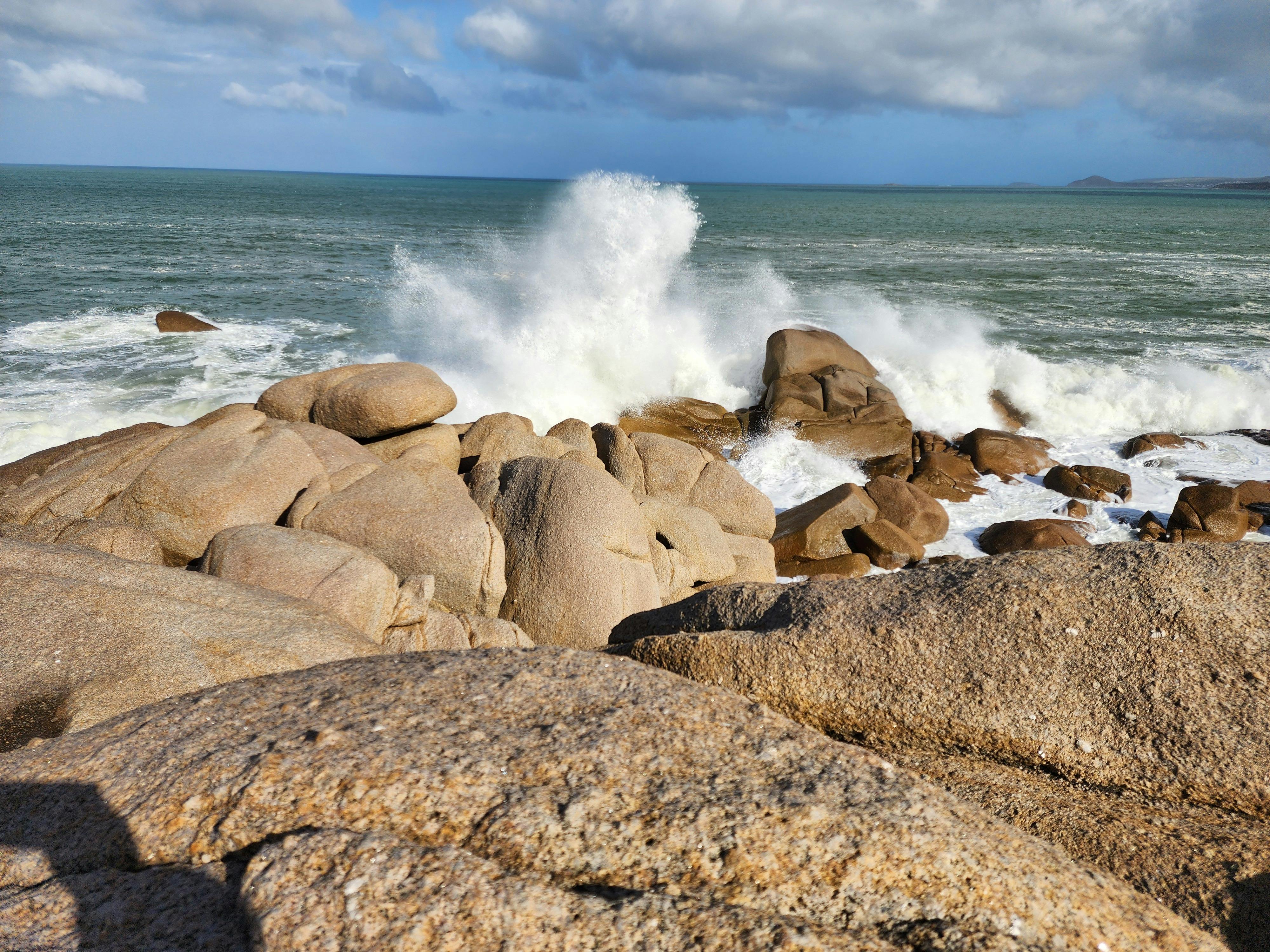 Waves crashing against the rocks at Boomer Beach, Port Elliot