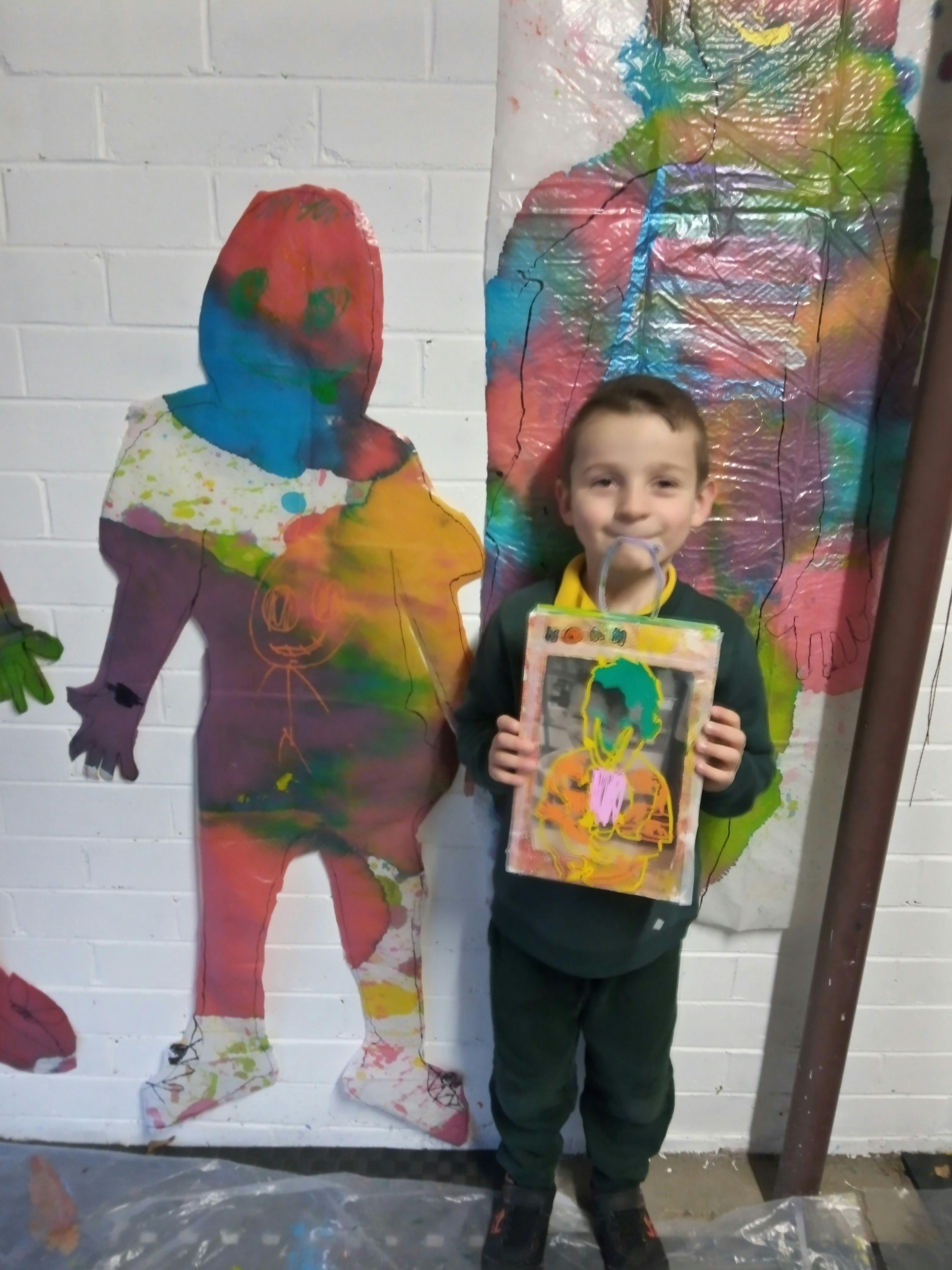 self Portrait using body tracing and shadow boxes
