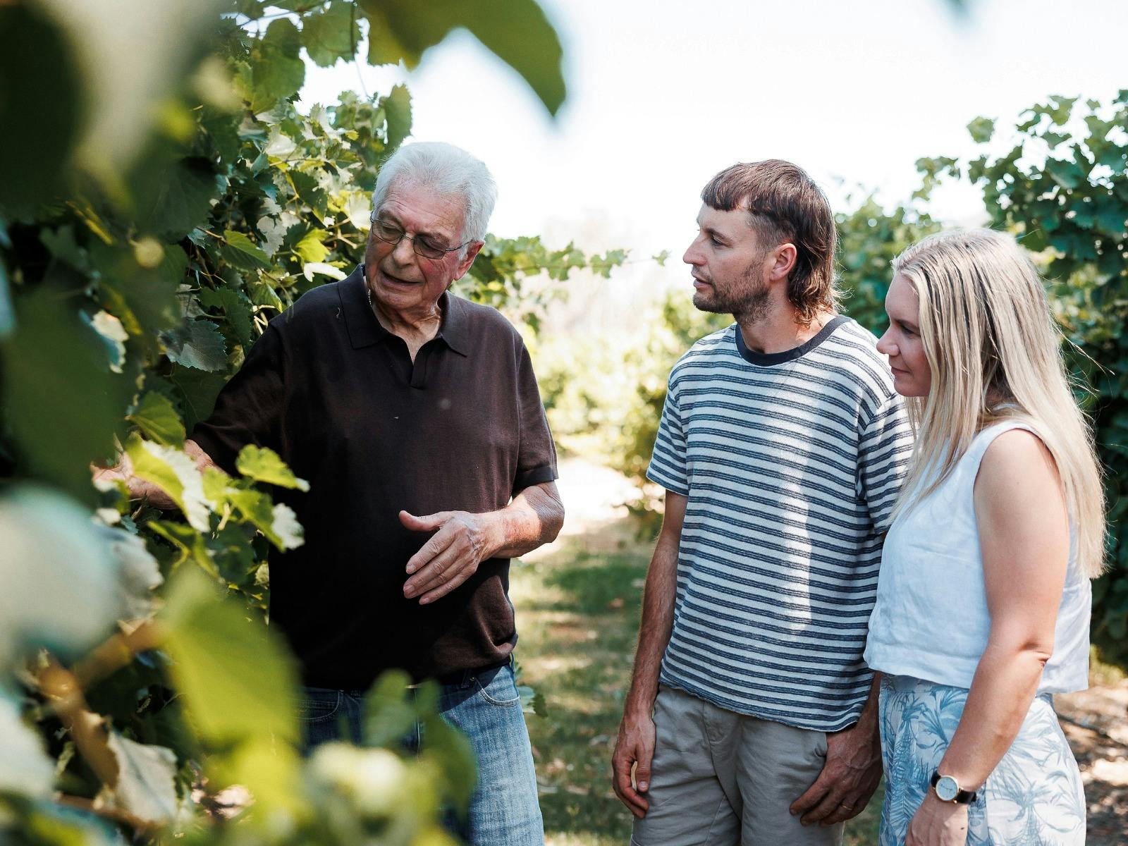 Otto Dal Zotto with Couple in Prosecco Vineyard