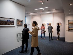 People exploring the gallery