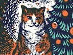 Cat linocut