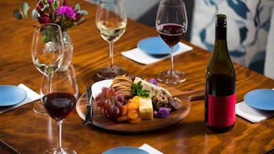 Cheese platter and wine