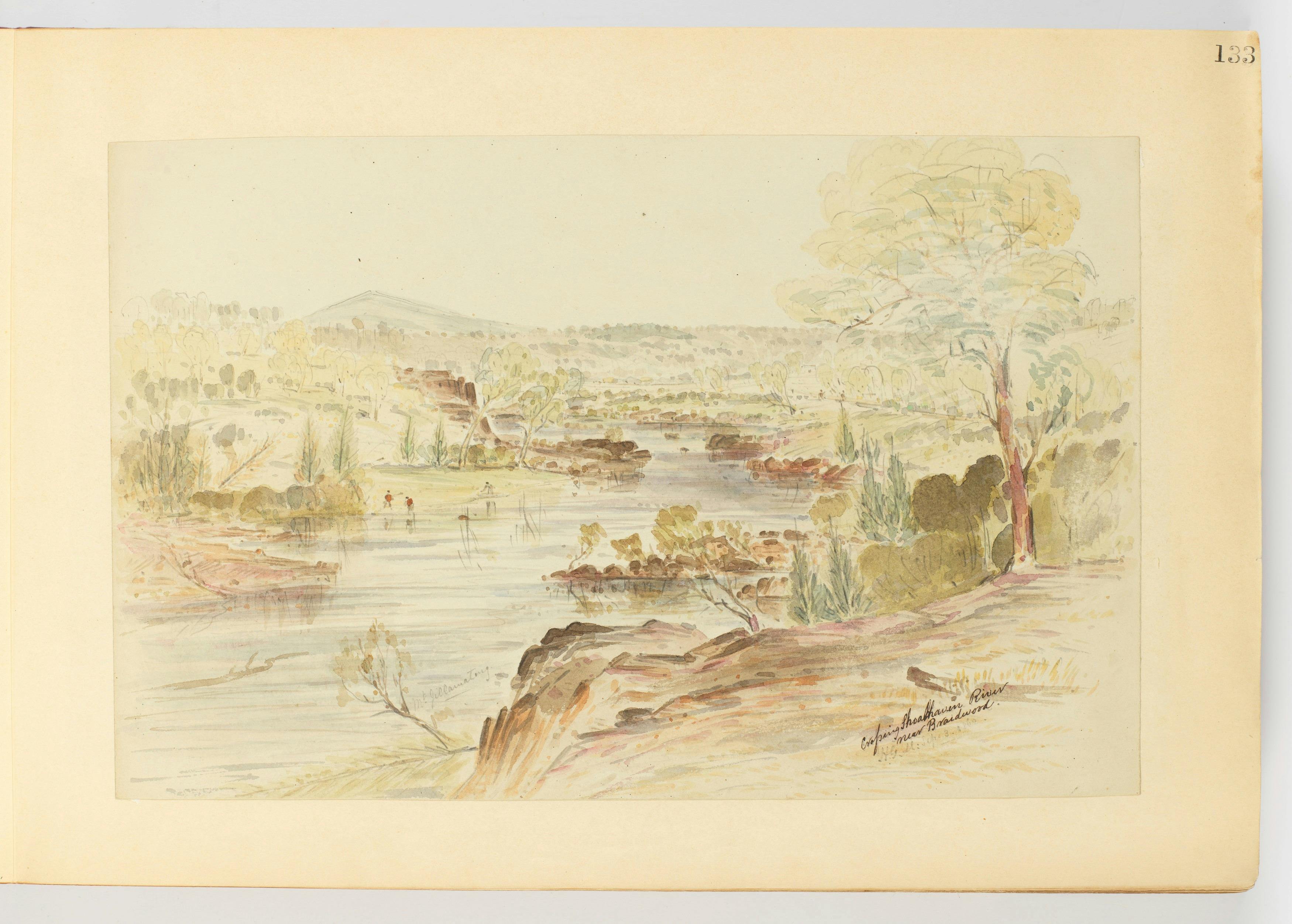 An old 1862 watercolour painting of the Shoalhaven River near Braidwood as it appeared then