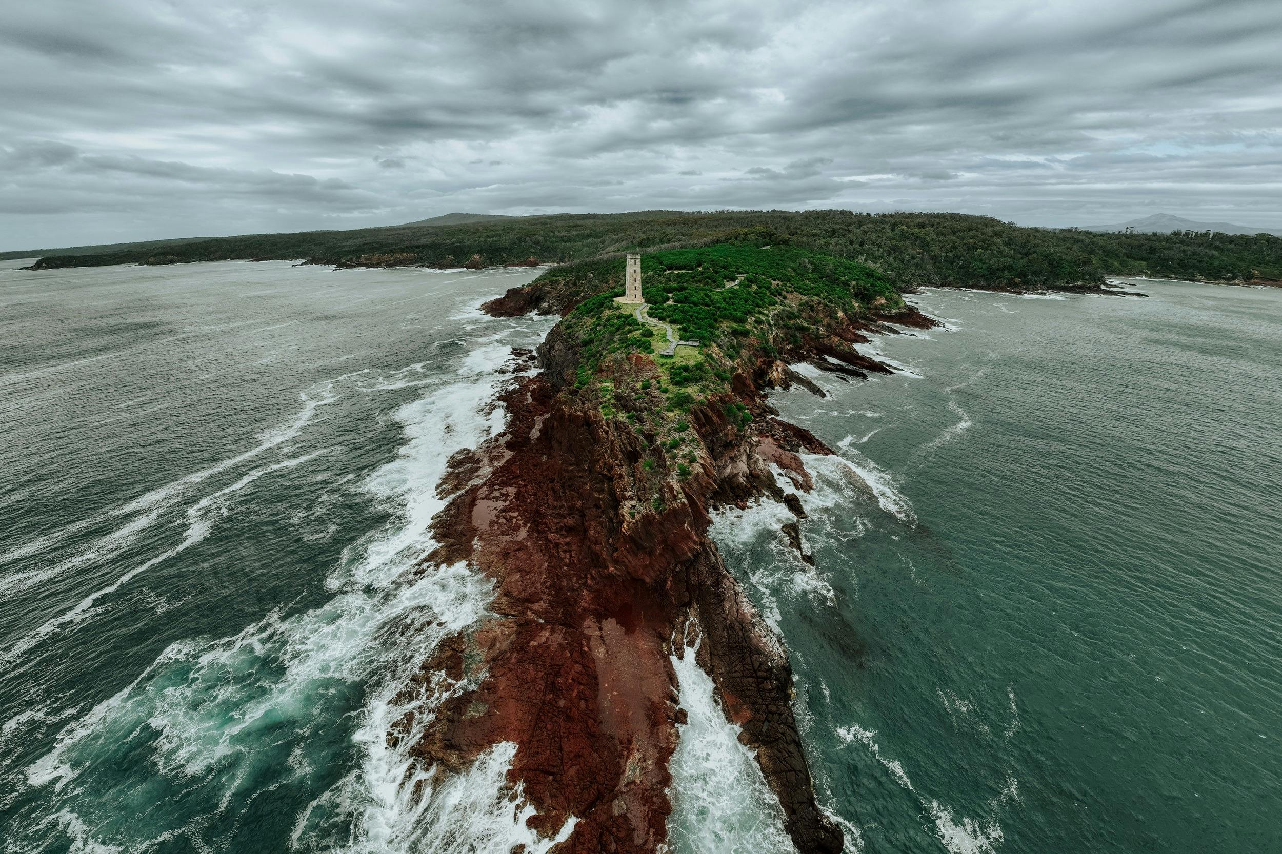 A bird's-eye view of Boyds Tower on the Light to Light Walk.