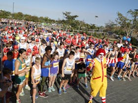 Kids get set to run with Ronald McDonald in the McDonald's 5K Junior