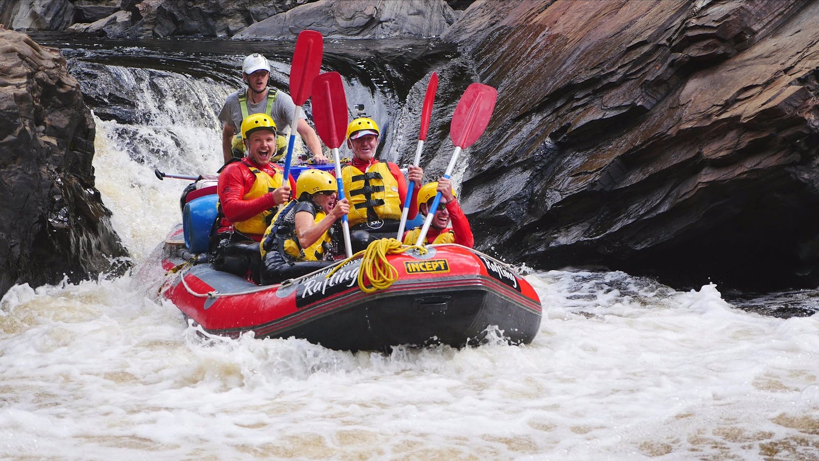 White water rafting down the Corkscrew rapid