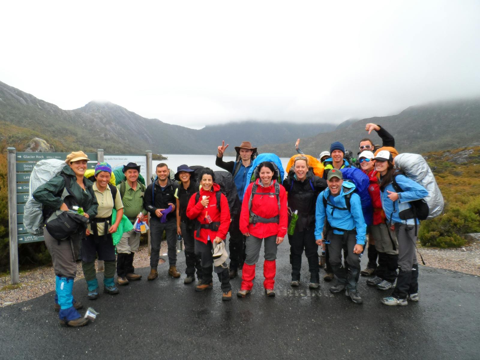 A group of bush walkers that our company dropped off at the start at Ronny Creek