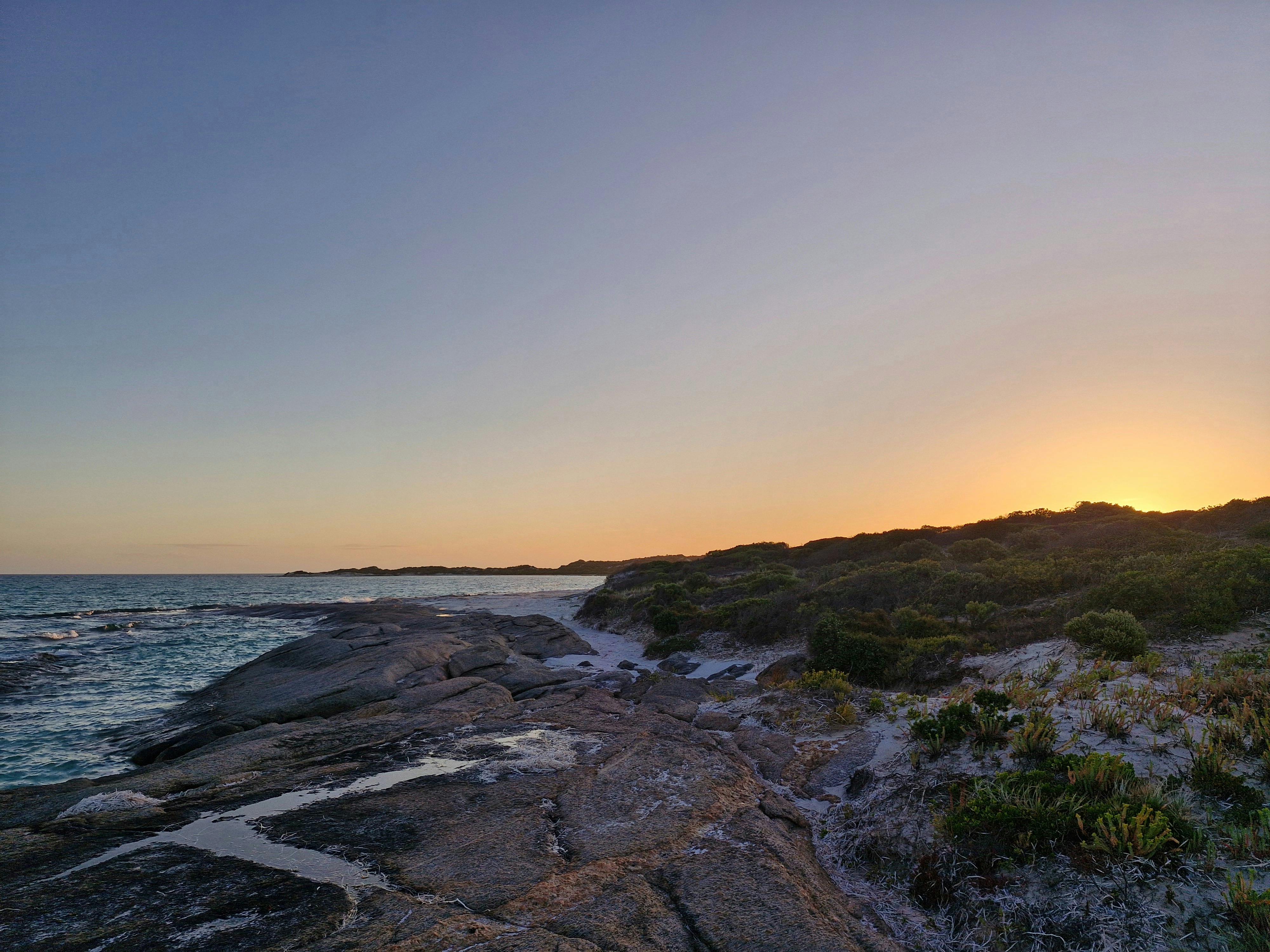 Beautiful sunset over bronze whaler bay after a hard day of driving
