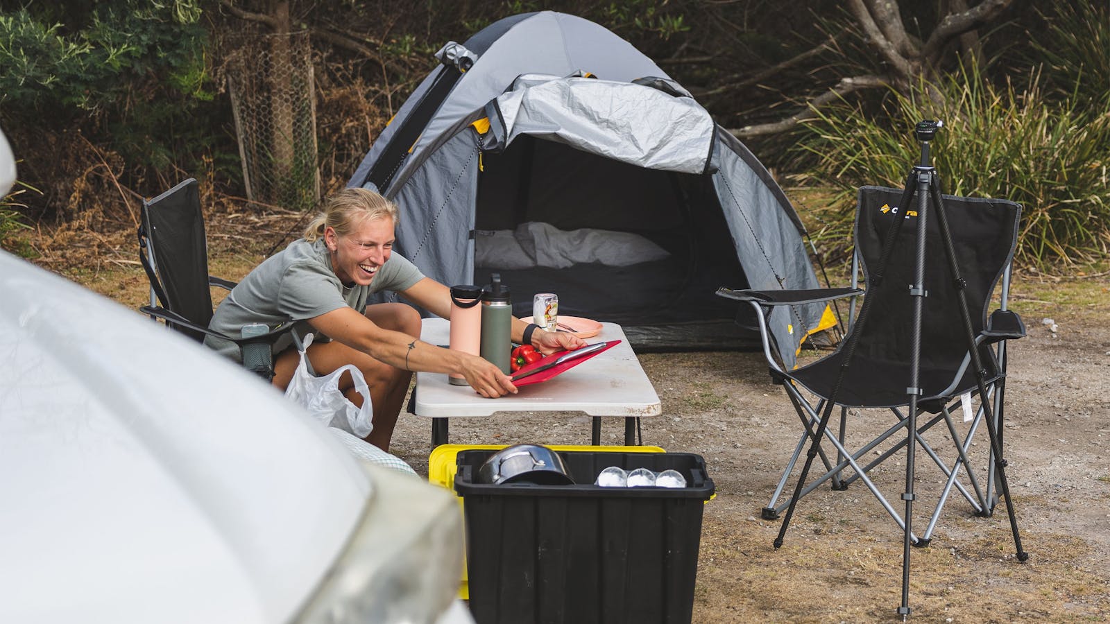 Explorers enjoying a camping experience with Explora Tasmania