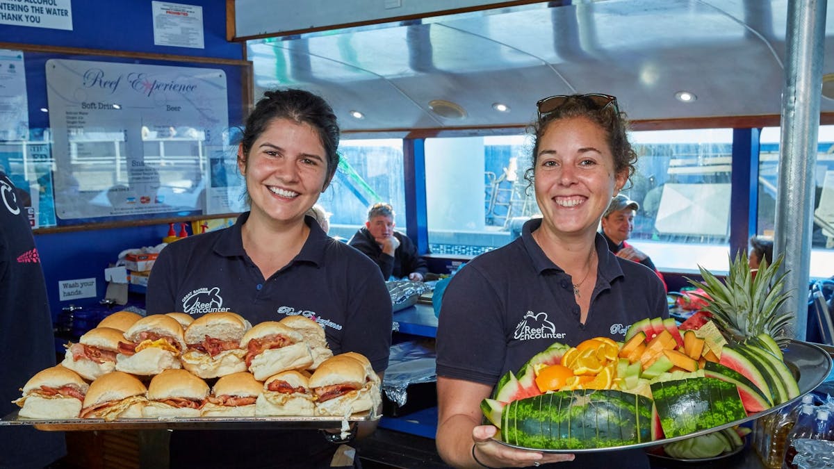 Breakfast onboard Reef Experience