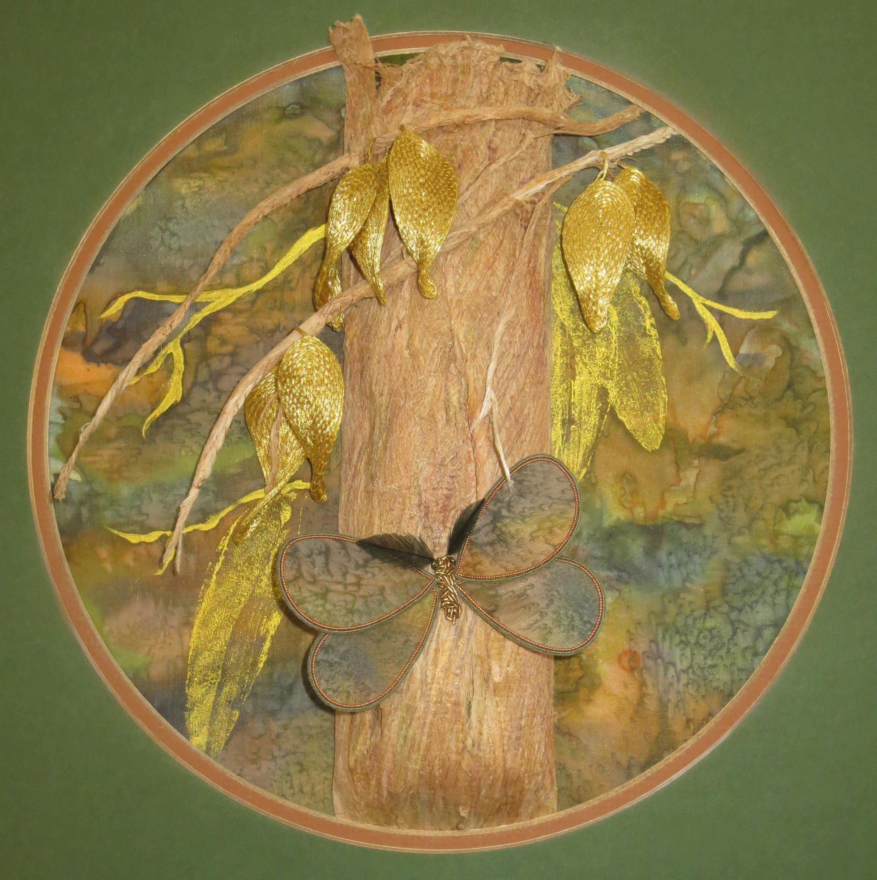 Bushland embroidery with butterfly