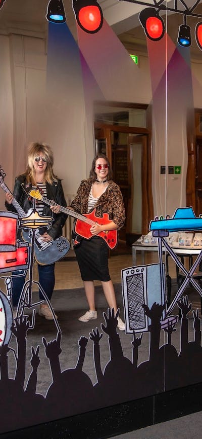 Live out your rockstar dreams in the Behind the Lines family space