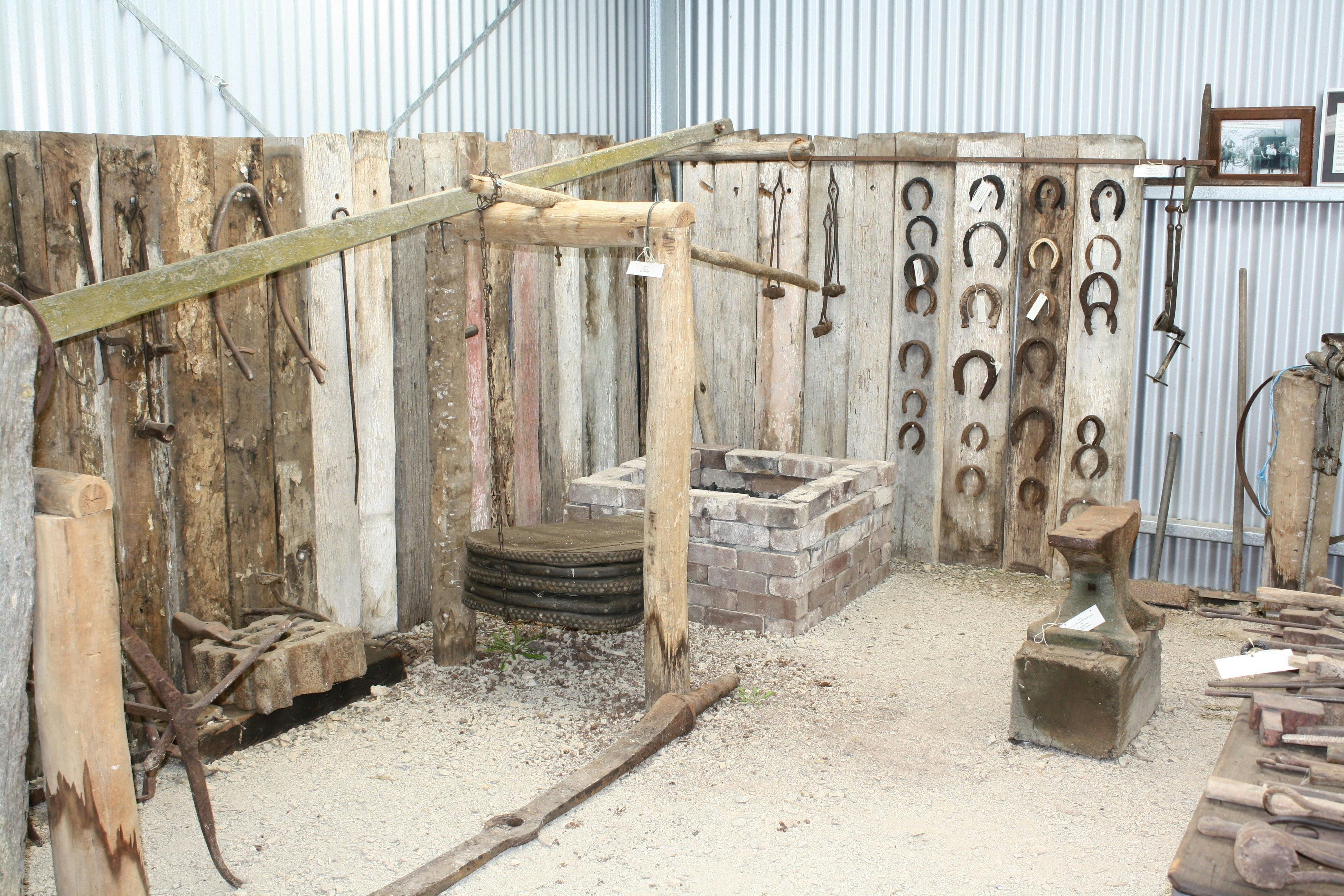 Blacksmith tools inside museum