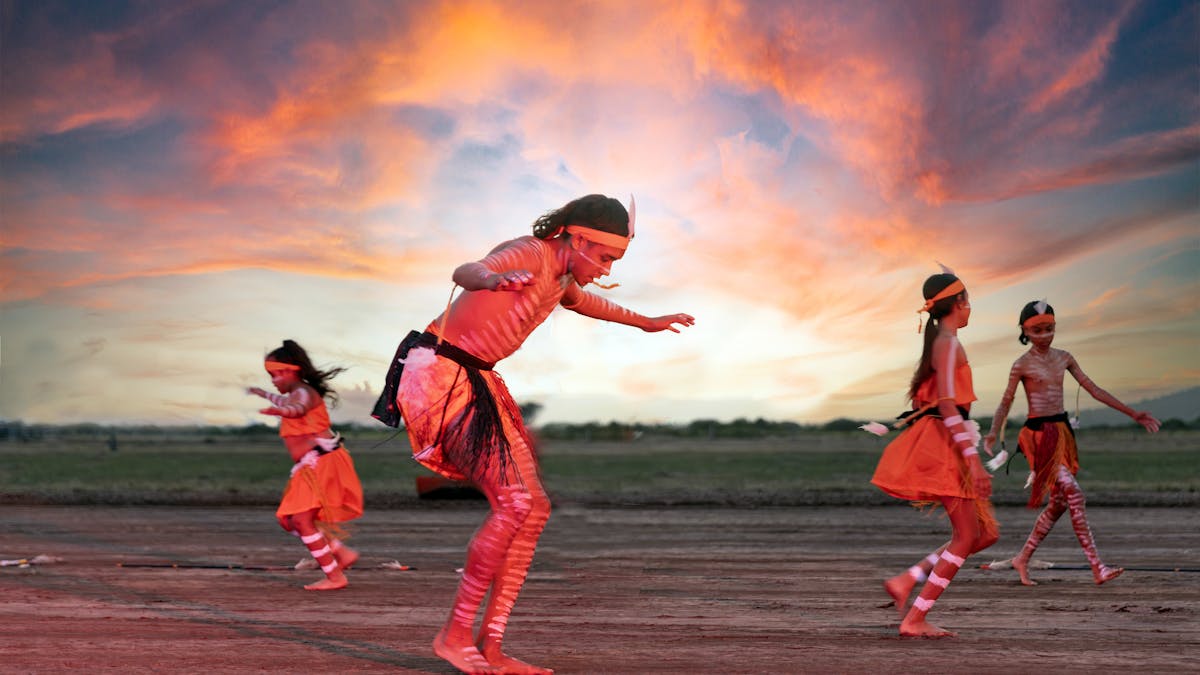 Traditional owners dancing