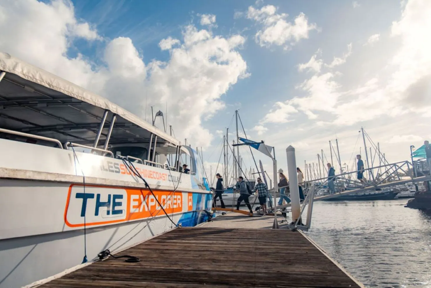 Guests boarding the Explorer at the Kawana Waters Hotel