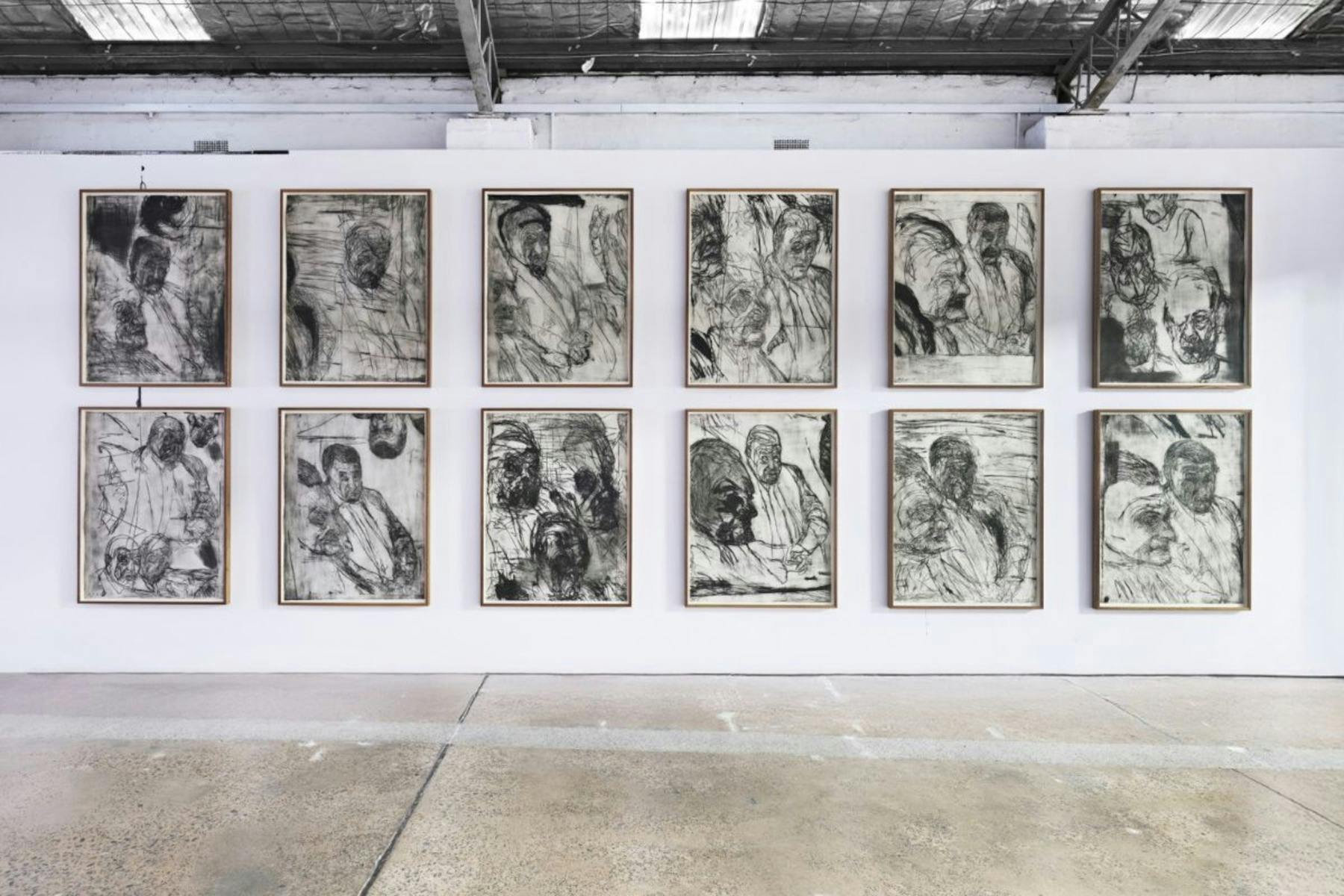Mike Parr, Repetition Renders Structure of Myth Apparent #1-12, 2025. Drypoint Etching from Copper i