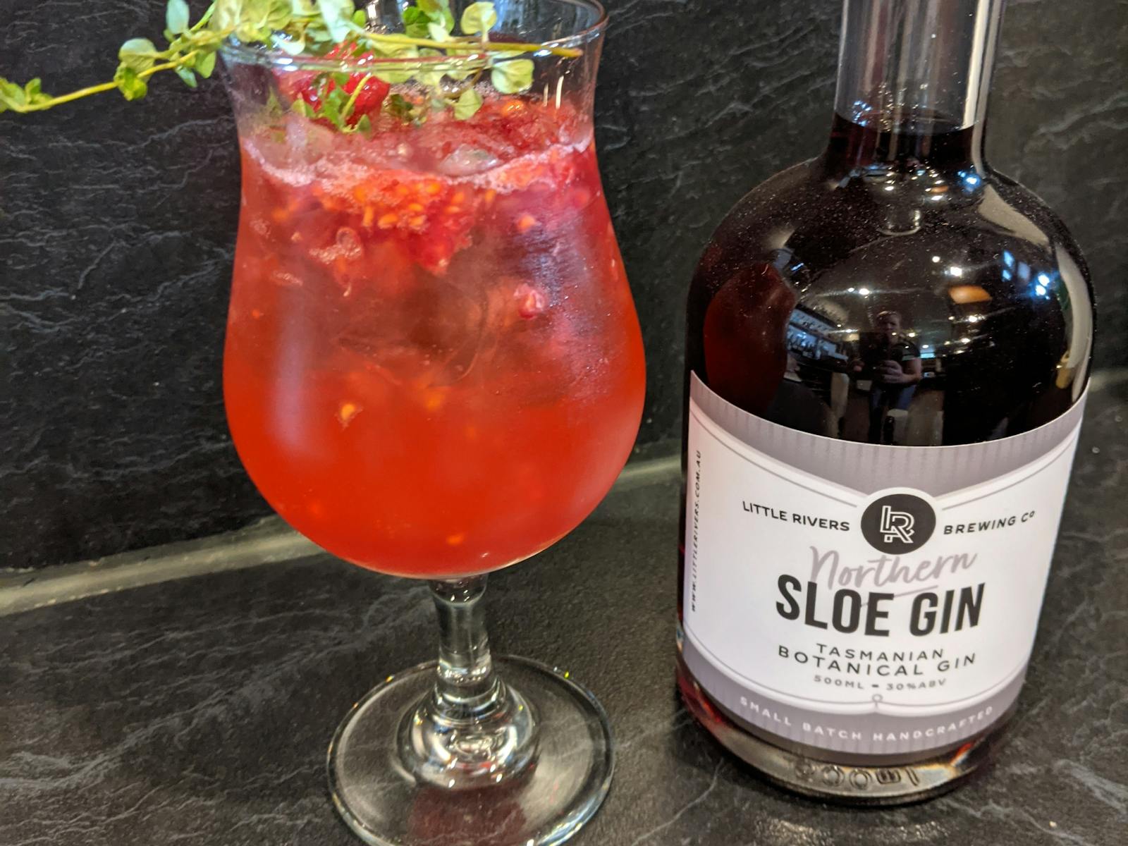Cocktails made with local Little Rivers Sloe Gin