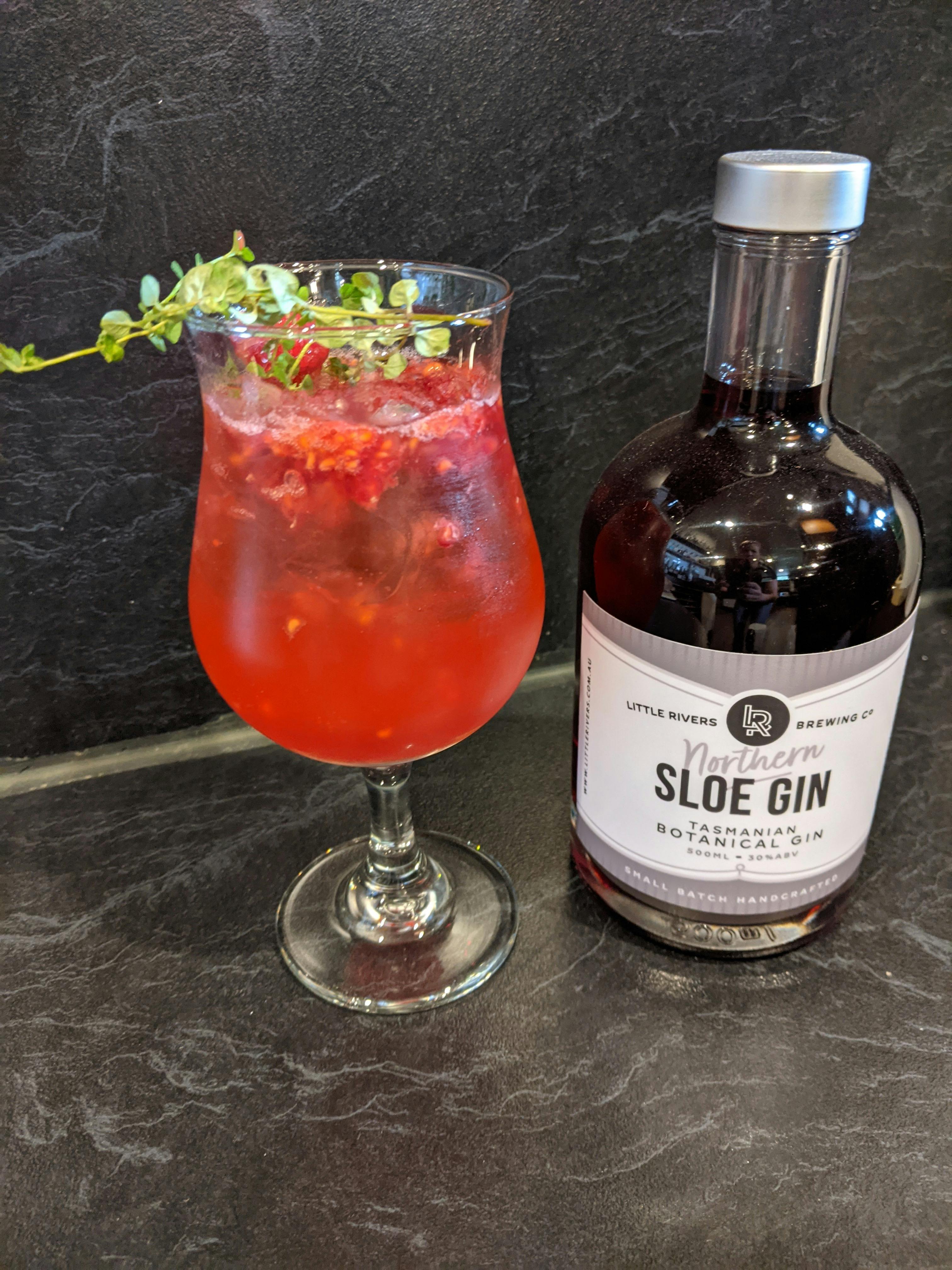 Cocktails made with local Little Rivers Sloe Gin