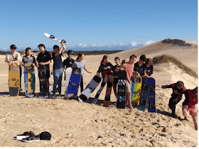 Participants getting ready for sandboarding on the dunes of Port Lincoln National Park