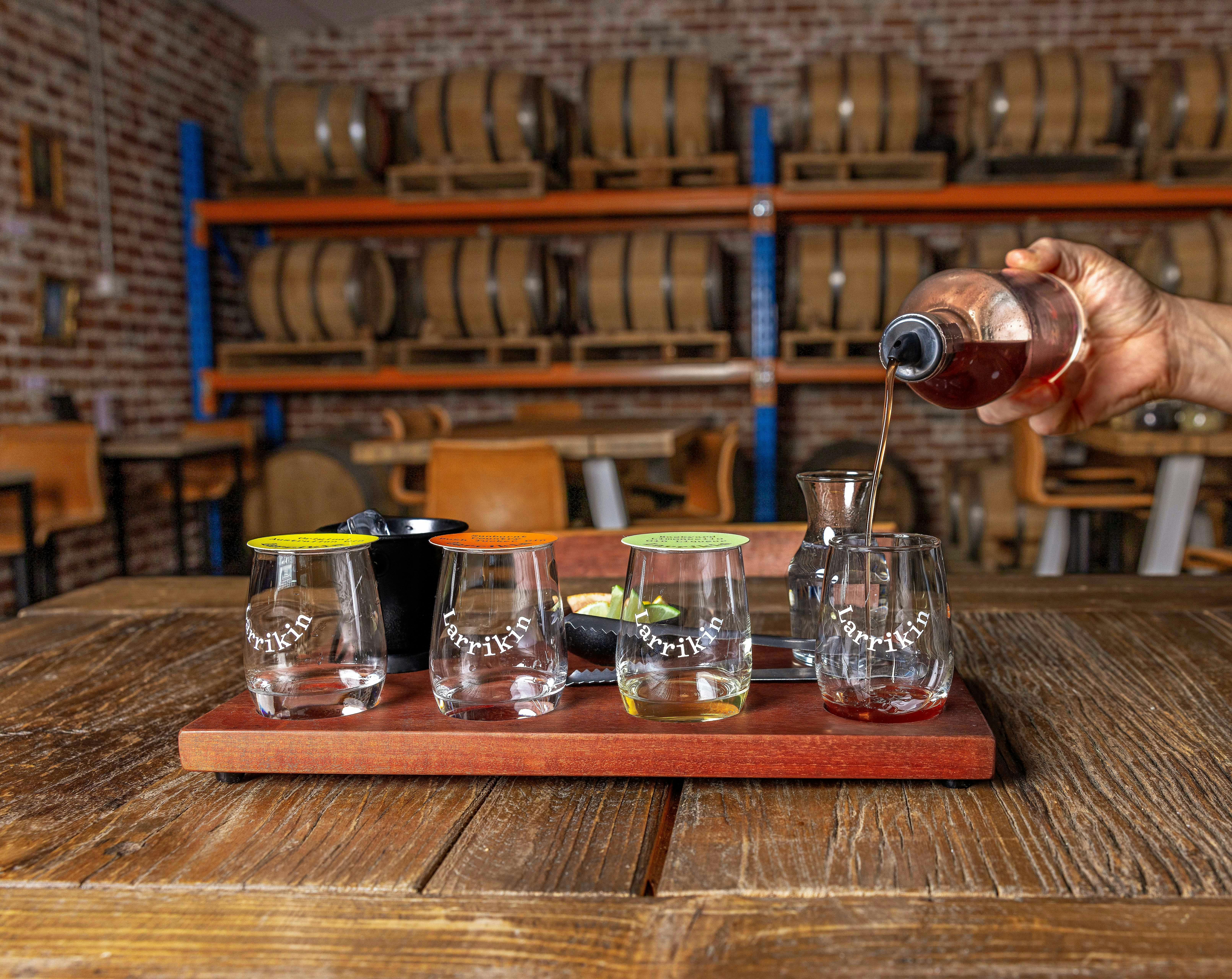 Gin expertly poured into tasting glass