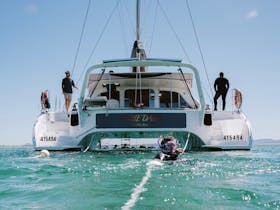 View from the mermaid tow lines on Sunset Charters dolphin swim tour in Coffin Bay, Eyre Peninsula.
