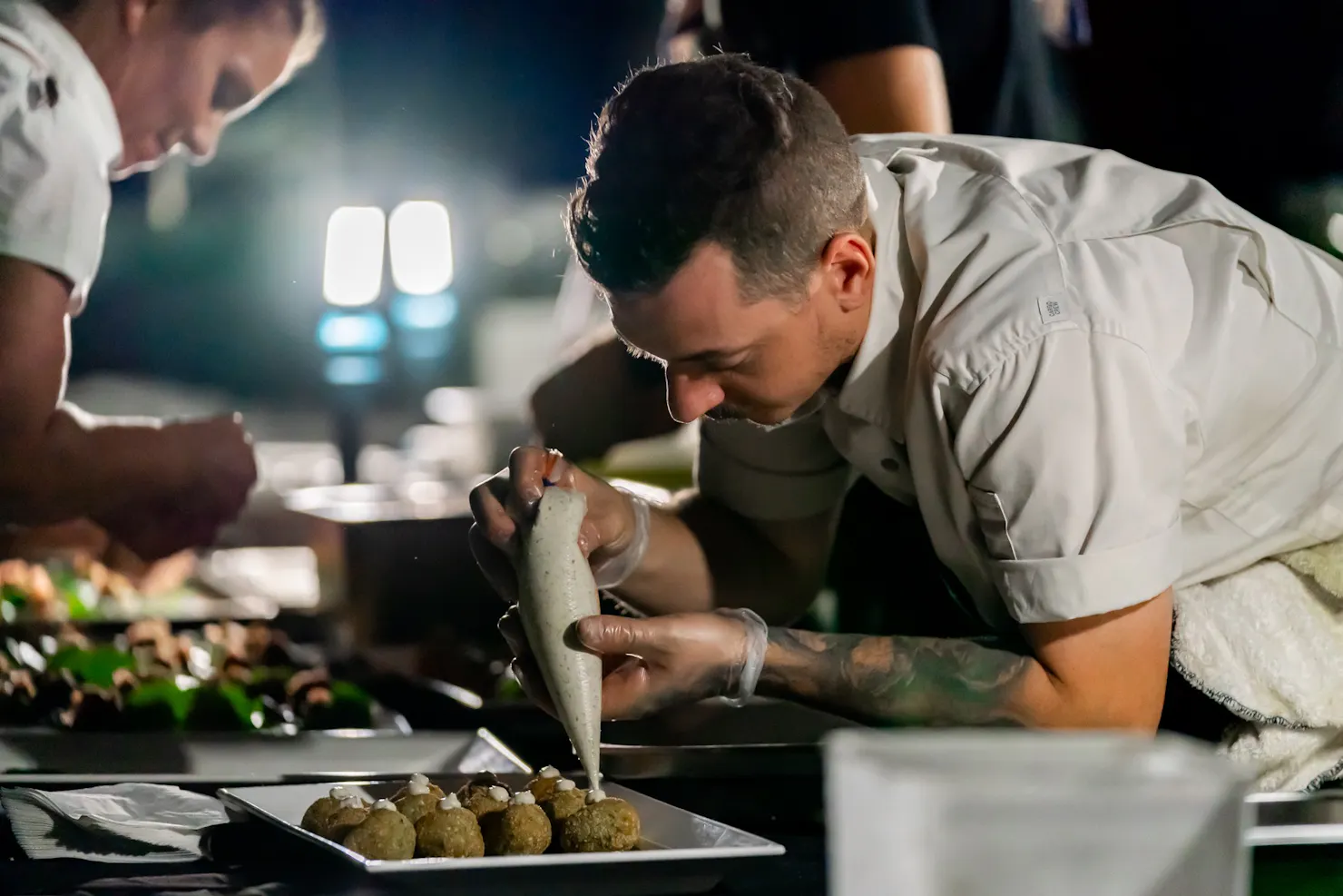 Preparing canapés