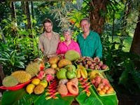 The Blockey Family with exotic fruit at Cape Trib Farm