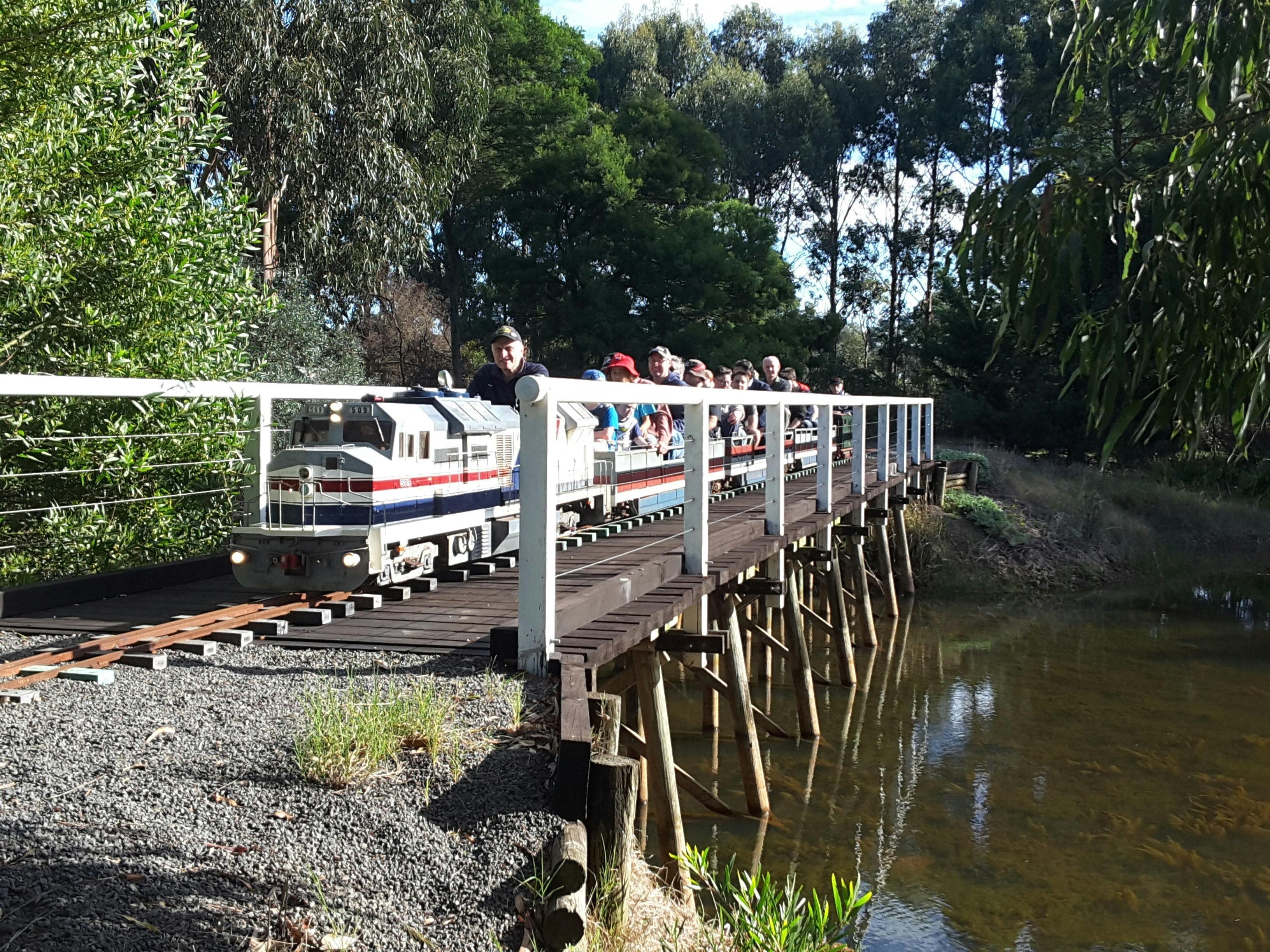 Miniature Train crossing the bridge