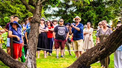 Garden tour with guide and participants at Harvest Day Out