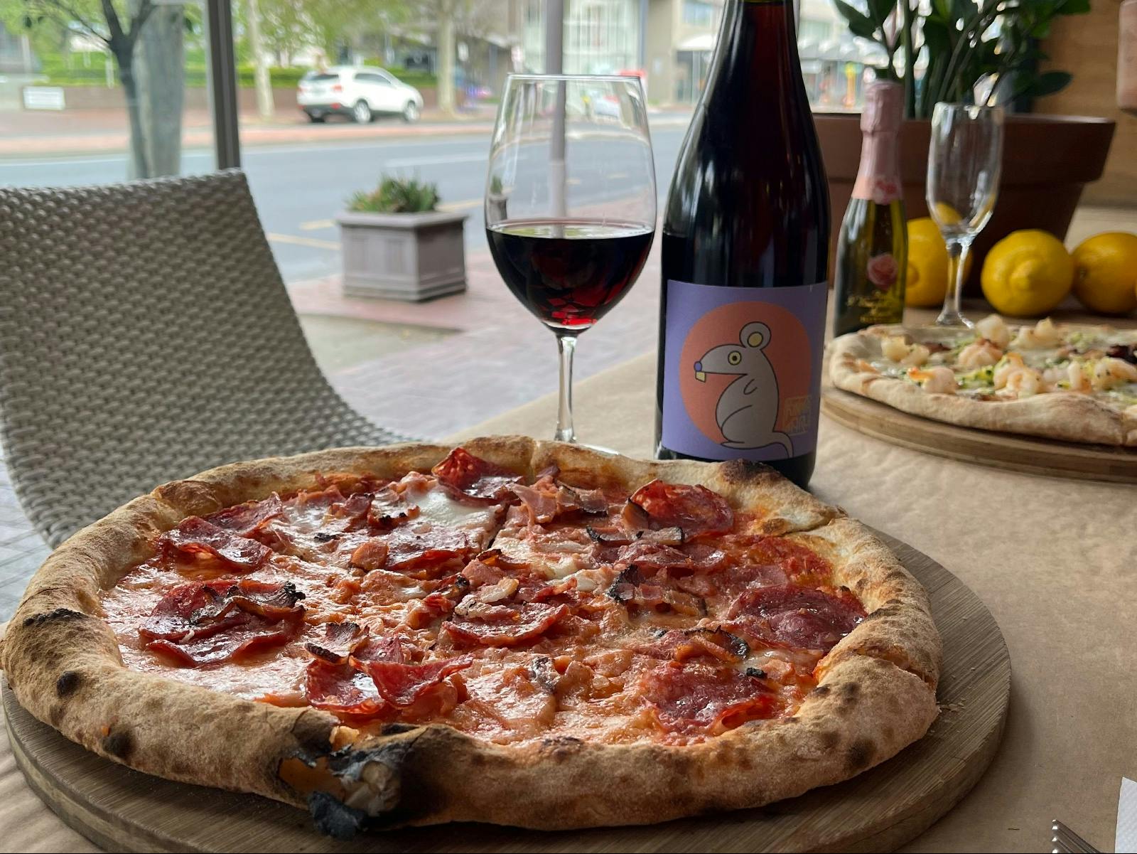 This is our Tony three times pizza a favourite with all our customers made with ham, salami and spec