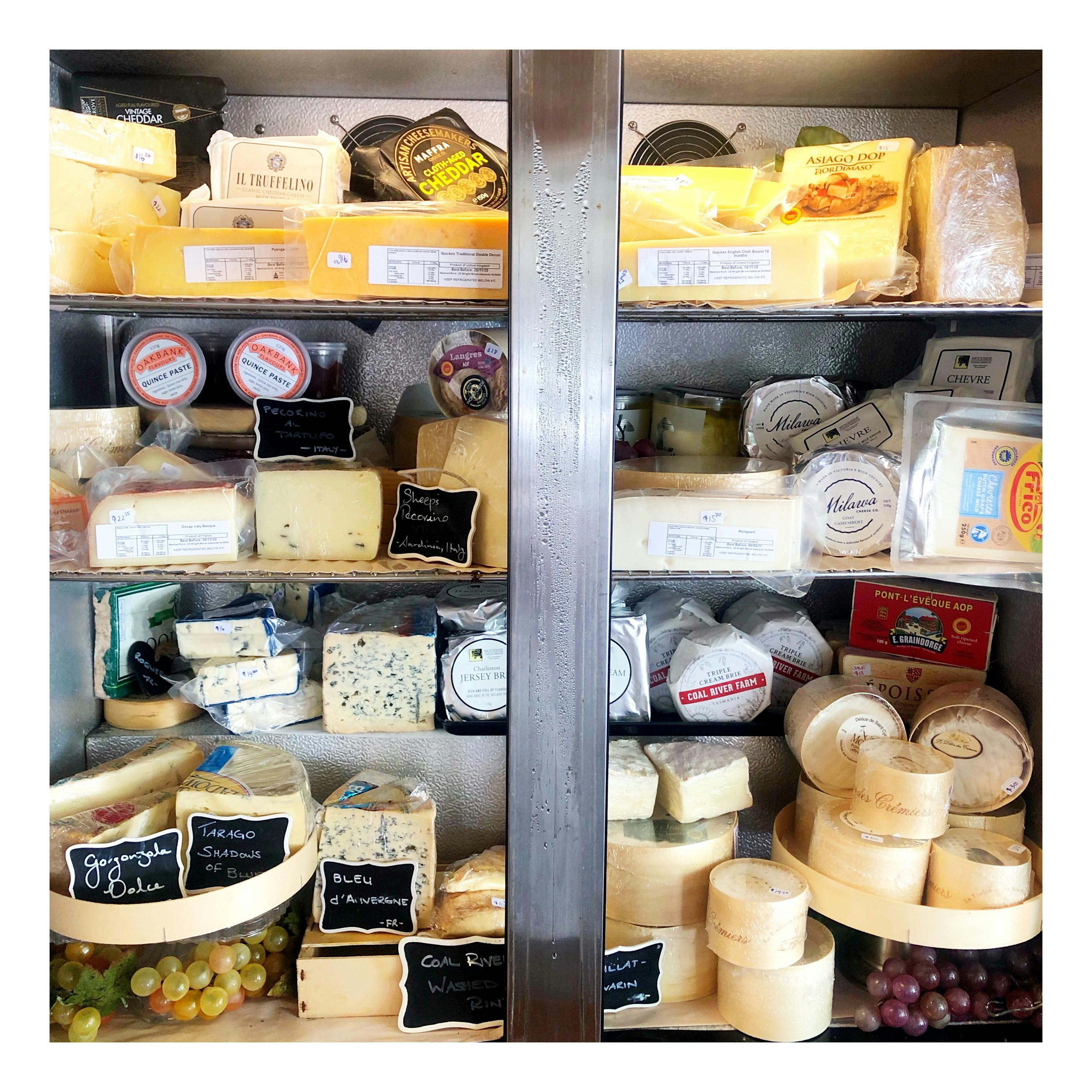 Australian and european cheese, quince paste, brie, cheddar, goat cheese, sheep cheese, cow cheese